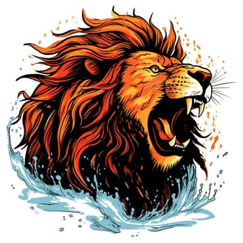 A vibrant portrait of the lion king of beasts in a psychedelic vector pop art style. Graphic design element and template for t-shirt print, sticker, poster, etc.