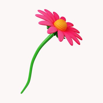 3d echinacea flower. icon isolated on white background. 3d rendering illustration. Clipping path..