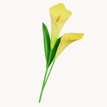 3d lily. icon isolated on white background. 3d rendering illustration. Clipping path..