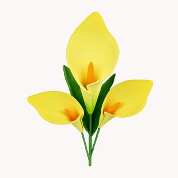 3d lily. icon isolated on white background. 3d rendering illustration. Clipping path..