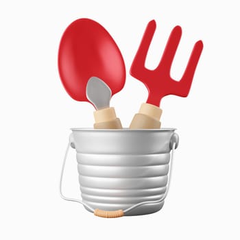 3d gardening equipment. icon isolated on white background. 3d rendering illustration. Clipping path.