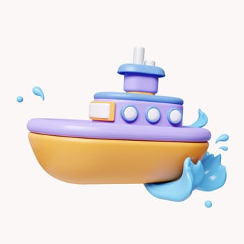 3D Cruise ship with ocean .time to travel. summer vacation and holidays concept. icon isolated on white background. 3d rendering illustration. Clipping path..