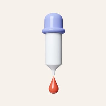 3d dropper. Pipette icon. Medicine dropper. icon isolated on white background. 3d rendering illustration. Clipping path..