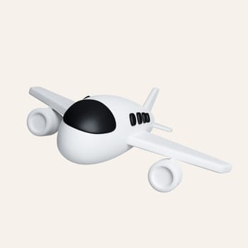 3D air plane, Tourism and travel concept, minimal style, Flat . icon isolated on white background. 3d rendering illustration. Clipping path..
