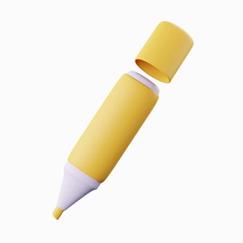 3d marker pen for education, school and work. icon isolated on background, icon symbol clipping path. 3d render illustration.