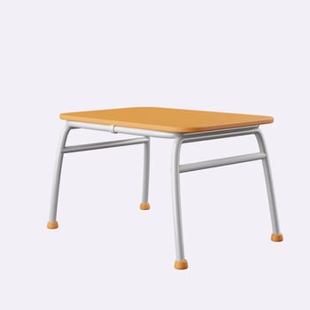 3d desk. minimal school icon. isolated on background, icon symbol clipping path. 3d render illustration.