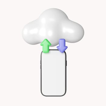 3d File storage in cloud. icon isolated on white background. 3d rendering illustration. Clipping path..