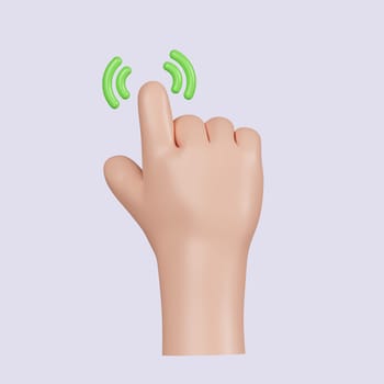 3d Computer cursor with hand and click. Diverse man arms with fingers press button, pointing or touch fingerprint scan. icon isolated on gray background. 3d rendering illustration. Clipping path..