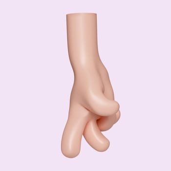 3d Cartoon character hand hand gesture. icon isolated on pink background. 3d rendering illustration. Clipping path..