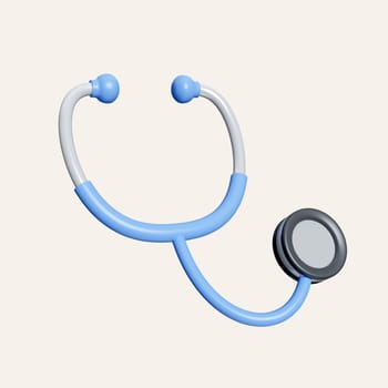 3d Medical Stethoscope for doctors. icon isolated on white background. 3d rendering illustration. Clipping path..