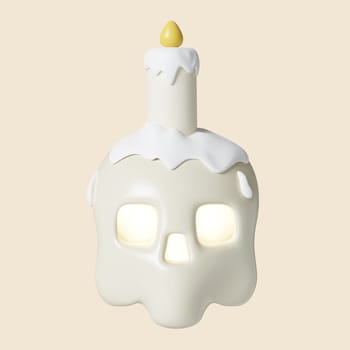 3d Halloween candle icon. Traditional element of decor for Halloween. icon isolated on gray background. 3d rendering illustration. Clipping path..