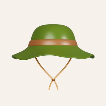 3d camping hat. elements for camping, hiking , summer camp, traveling, trip. icon isolated on white background. 3d rendering illustration. Clipping path..