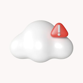 3d cloud computing with cross sign. icon isolated on white background. 3d rendering illustration. Clipping path..