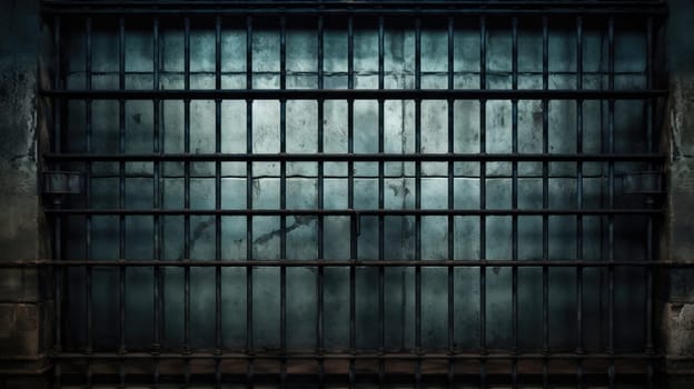 A metal bar on a prison cell window AI