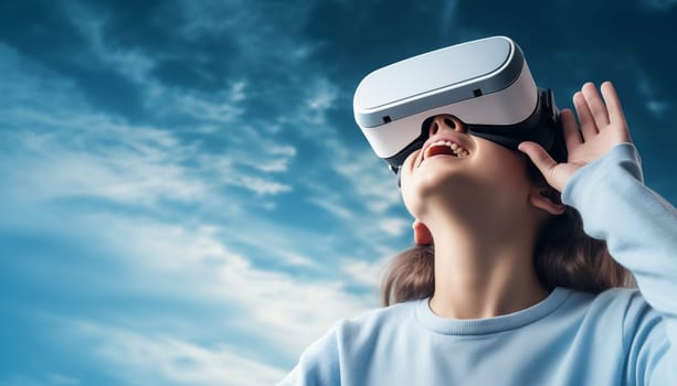 Woman in VR glasses. High quality photo