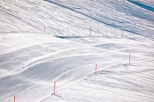 Ski slope in Zermatt ski area view, Valais region of Switzerland
