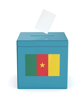 Ballot box with the national flag of Cameroon