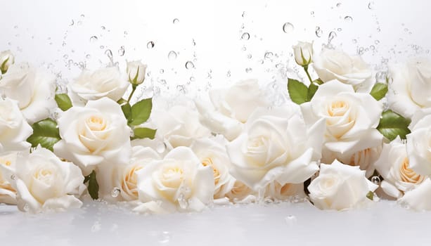 Background with white roses. High quality photo