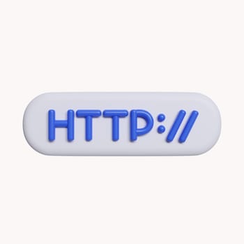 3d http symbol and warning or danger sign. icons about unsafe URLs, malicious and suspicious links. icon isolated on white background. 3d rendering illustration. Clipping path..