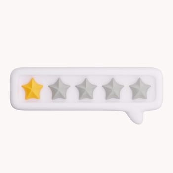 3d bubble rating for satisfaction. 3d 5 star for quality customer rating feedback concept from client employee, product review. 3d 5 star render.