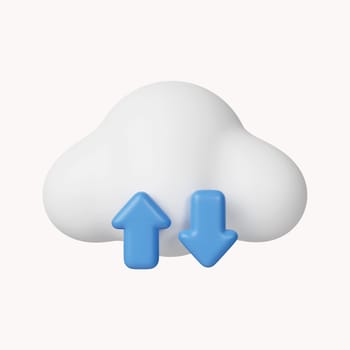 3d Cloud storage icon. Technology security. Cloud computing. icon isolated on white background. 3d rendering illustration. Clipping path..