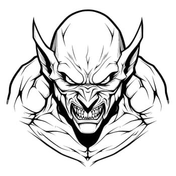 Terrible mythical monster of nightmares in vector art style. The sleep of the mind gives birth to monsters. Graphic design element and template for t-shirt print, sticker, tattoo, poster, etc.