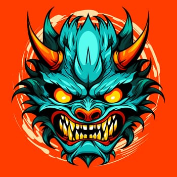 Terrible mythical monster of nightmares in vector art style. The sleep of the mind gives birth to monsters. Graphic design element and template for t-shirt print, sticker, tattoo, poster, etc.