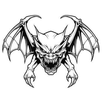 Terrible mythical monster of nightmares in vector art style. The sleep of the mind gives birth to monsters. Graphic design element and template for t-shirt print, sticker, tattoo, poster, etc.