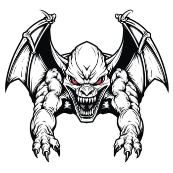Terrible mythical monster of nightmares in vector art style. The sleep of the mind gives birth to monsters. Graphic design element and template for t-shirt print, sticker, tattoo, poster, etc.