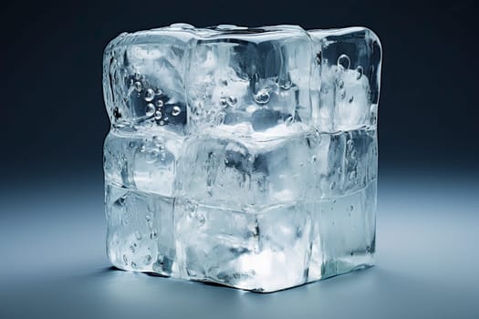 Melted ice cubes are on a blur background.