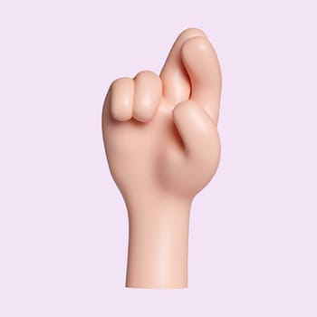 3d hand crossed fingers. icon isolated on pink background. 3d rendering illustration. Clipping path..
