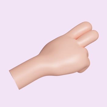 3d Cartoon character hand hand gesture. icon isolated on pink background. 3d rendering illustration. Clipping path..