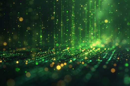 Green Abstract Background, Futuristic digital technology design pattern, wallpaper background.