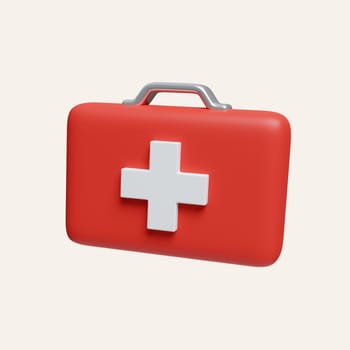 3d First aid kit. icon isolated on white background. 3d rendering illustration. Clipping path..