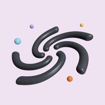 3d black hole. Tunnel or wormhole. icon isolated on purple background. 3d rendering illustration. Clipping path..