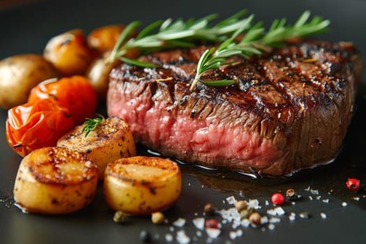gourmet steak, High quality close up of gourmet steak dish.