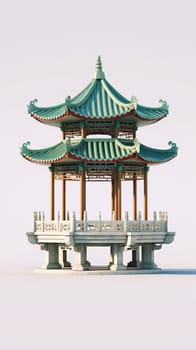 chinese style jade green gazebo pagoda, ai