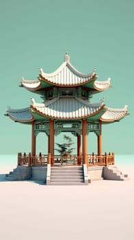 chinese style jade green gazebo pagoda, ai