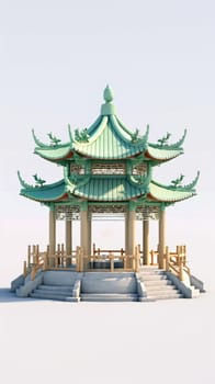 chinese style jade green gazebo pagoda, ai