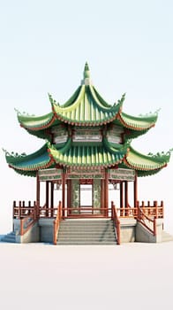 chinese style jade green gazebo pagoda, ai