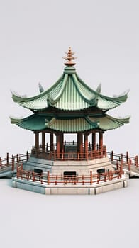 chinese style jade green gazebo pagoda, ai