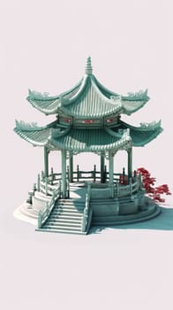 chinese style jade green gazebo pagoda, ai