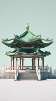 chinese style jade green gazebo pagoda, ai