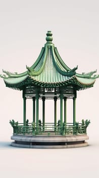 chinese style jade green gazebo pagoda, ai