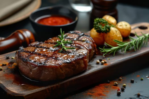 gourmet steak, High quality close up of gourmet steak dish.