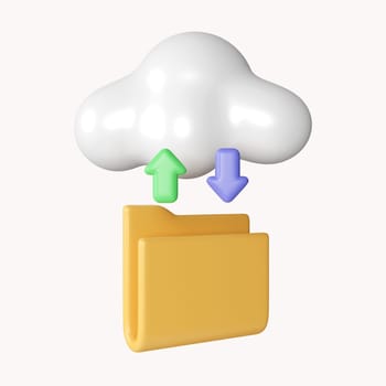 3d File storage in cloud. icon isolated on white background. 3d rendering illustration. Clipping path..