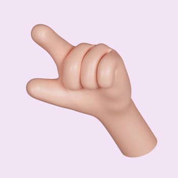 3d hand pointing gesture. Touch or click icon. Alternate pointer to select the correct target. icon isolated on pink background. 3d rendering illustration. Clipping path..