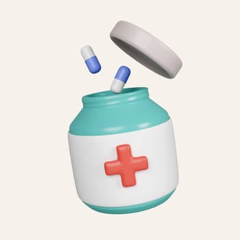 3d pills icon. Tablets, medicine concept. icon isolated on white background. 3d rendering illustration. Clipping path..