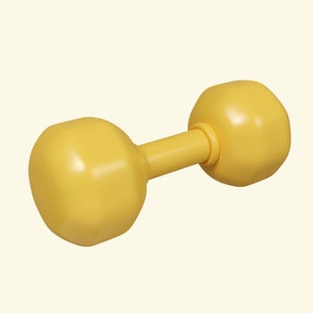 3d Gym dumbbell. Fitness and health. Exercise equipment. icon isolated on yellow background. 3d rendering illustration. Clipping path..