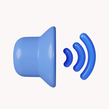 3d Volume sound button speaker acoustic level noise wave control. icon isolated on white background. 3d rendering illustration. Clipping path..